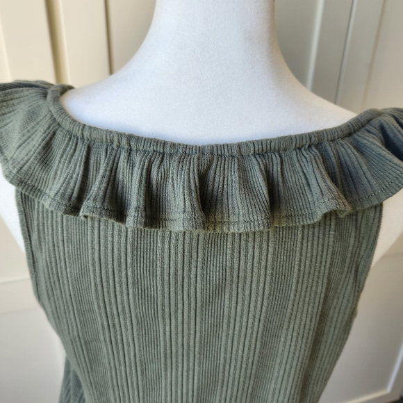 Madewell Ruffle Ribbed Pointelle Sleeveless Tank Top Cute Feminine Extra Small - Picture 5 of 11